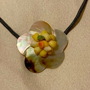 Mother of Pearl Flower and Seashell necklace